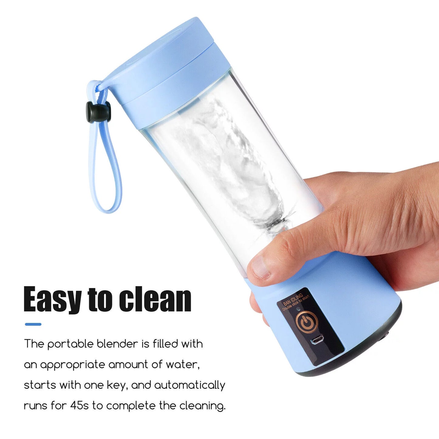 Portable Juicer for Fruit Smoothie Shake & Juice, Portable Blender Cup, USB Rechargeable, 350ML Capacity- Blue