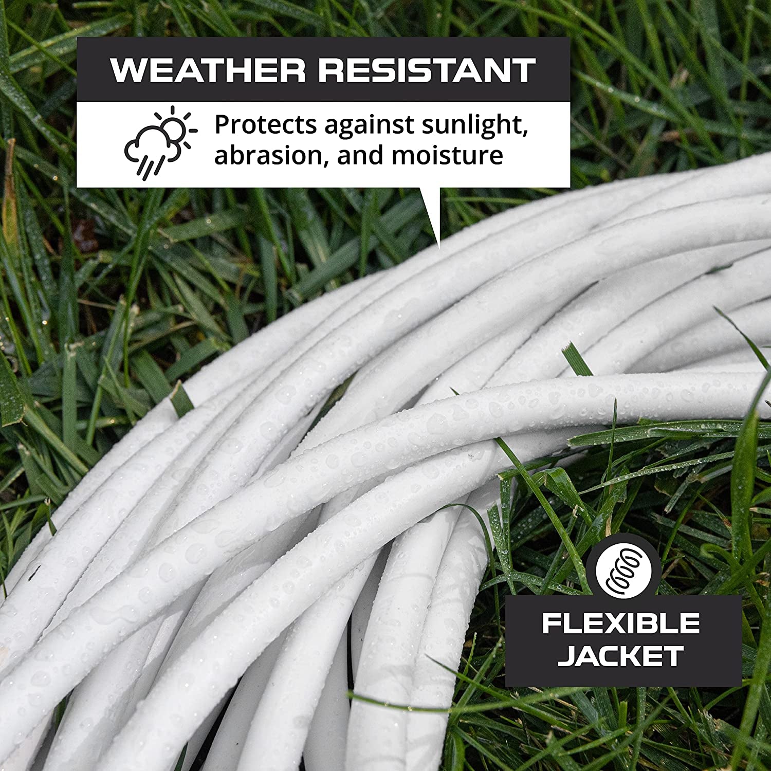 15 Ft White Extension Cord - 16/3 SJTW Durable Electrical Cable