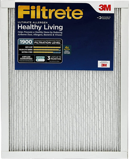 24X30X1 Air Filter, MPR 1900, MERV 13, Healthy Living Ultimate Allergen 3-Month Pleated 1-Inch Air Filters, 6 Filters