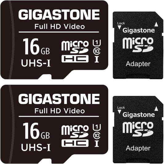 16GB 2-Pack Micro SD Card, FHD Video, Surveillance Security Cam Action Camera Drone, 85Mb/S Micro SDHC UHS-I U1 Class 10