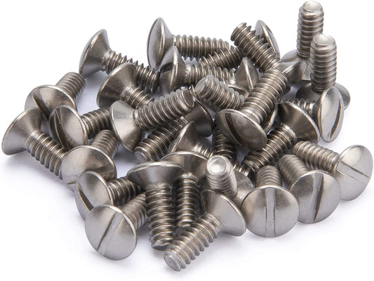 3/8" Long 6-32 Thread, Oval Head Milled Slot Replacement Wall Plate Screws, 30 Pack, Nickel
