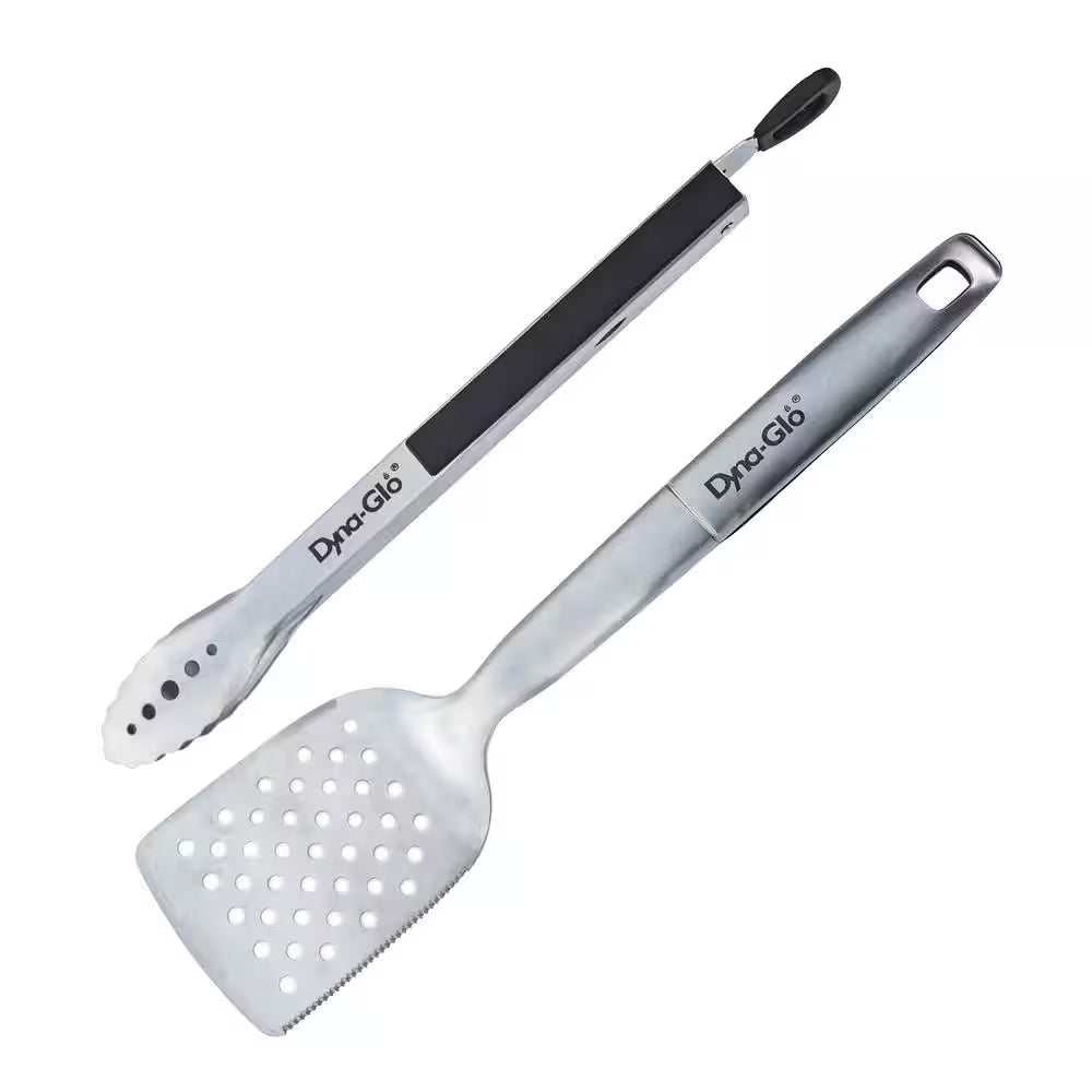 2-Piece Stainless Steel Grilling Tool Set with Spatula and Tongs